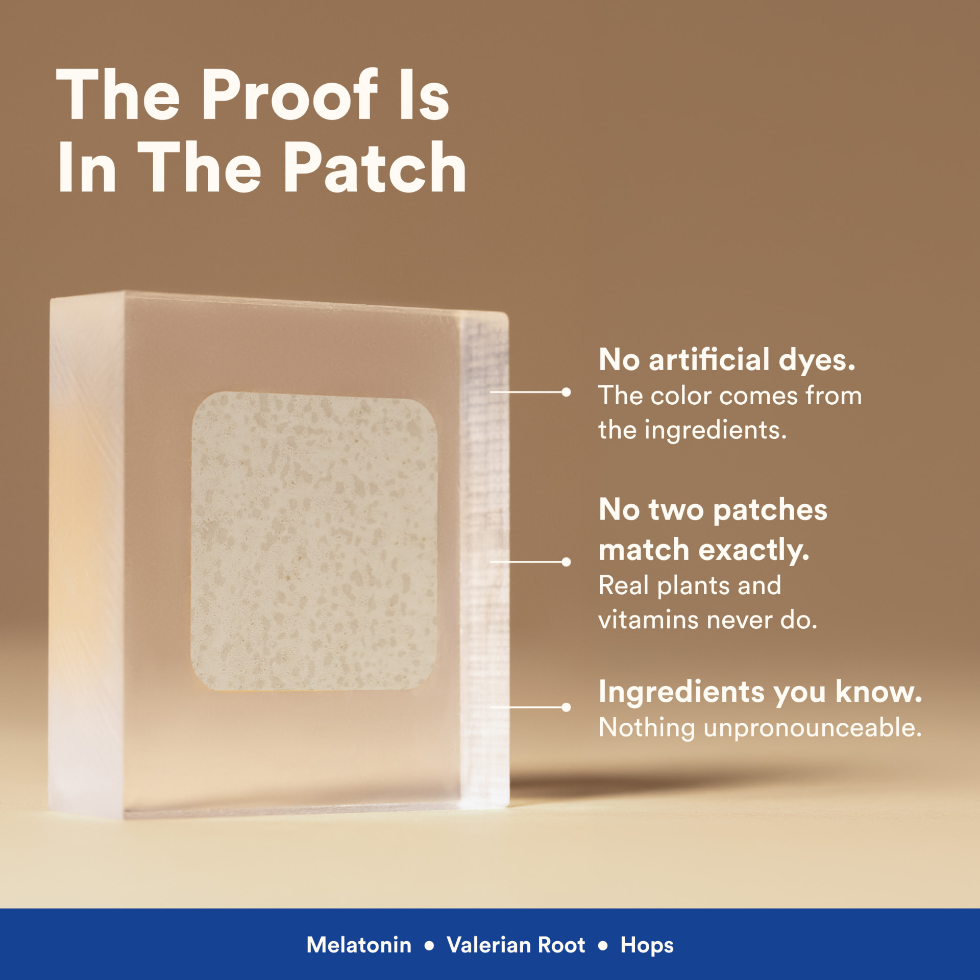 The proof is in the patch — Dream: Melatonin, Valerian Root, Hops